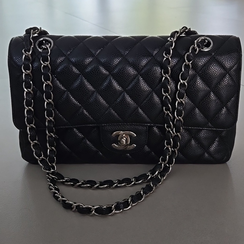 Chanel black caviar medium classic double flap